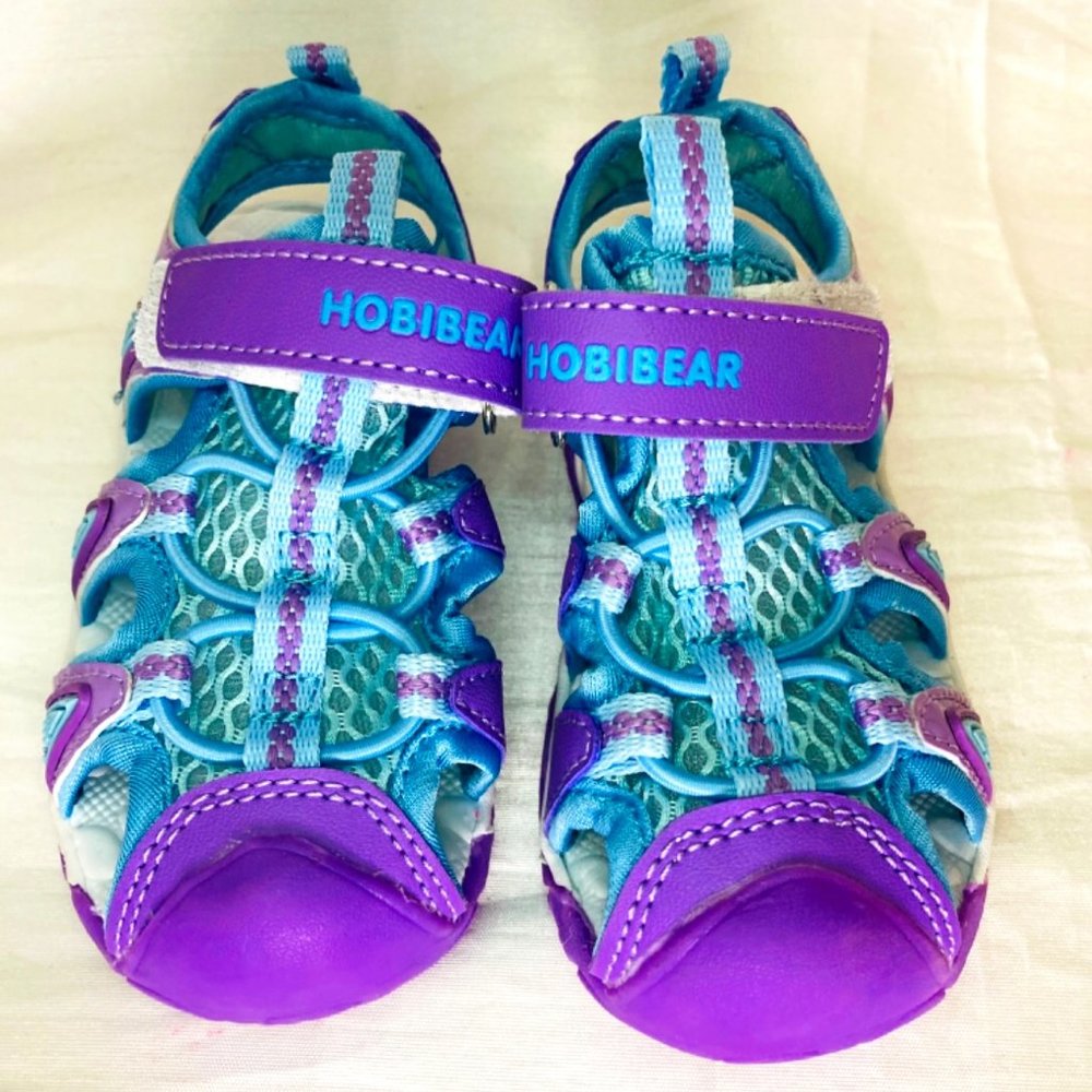 HOBIBEAR Toddler Water Sandals Purple Blue Outdoor Summer Shoes